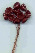 Opaque Maroon Flowers, 10mm